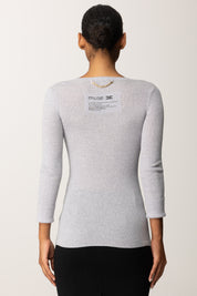 Elisabetta Franchi Maglia con Stampa Lettering Sul Retro MK41B57E2 STARLIGHT MELANGE