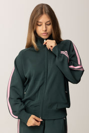 Pinko Maglia con Zip e Bande Laterali VERDE CRISALIDE