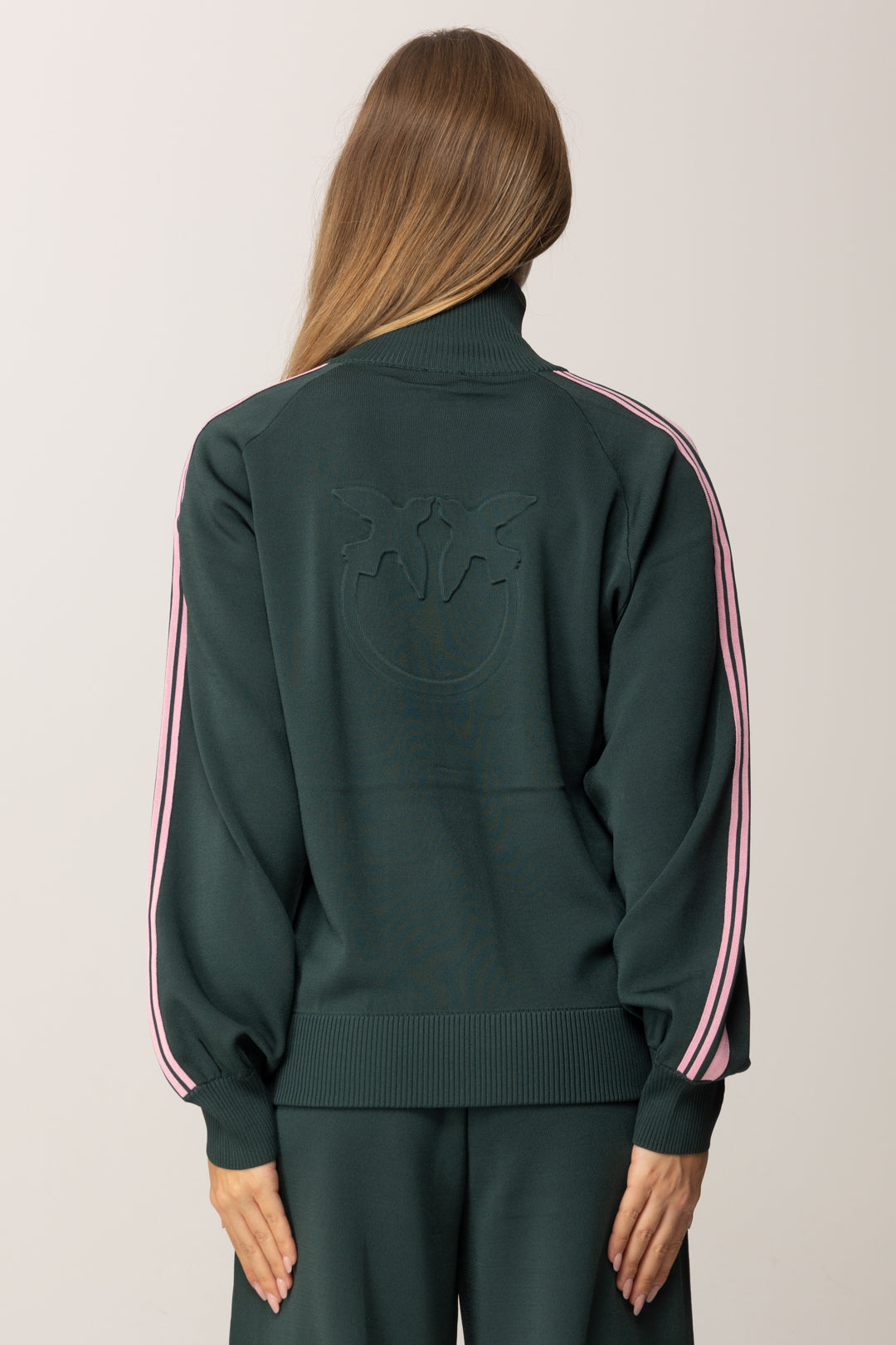 Pinko Maglia con Zip e Bande Laterali VERDE CRISALIDE