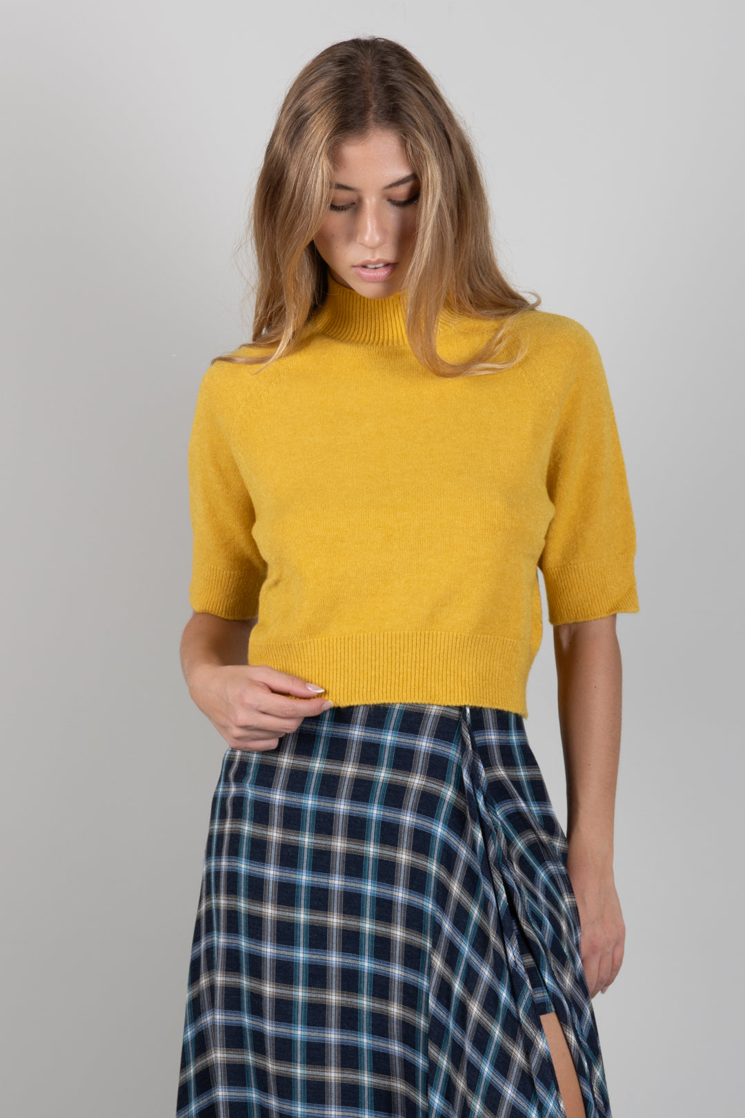 Manila Grace Maglia Corta a Lupetto con Maniche Corte M469VU NUGGET GOLD :AI26