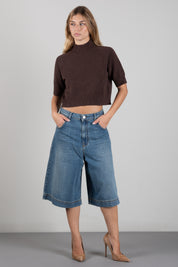 Manila Grace Maglia Corta a Lupetto con Maniche Corte M469VU POTTING SOIL :AI26