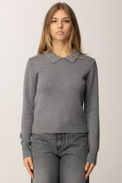 Pinko Maglia Crop con Colletto Ricamato GRIGIO-MONUMENTO GR.