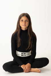 Elisabetta Franchi Bambina Maglia Crop con Fascia Logata In Vita EFMA173CFL040 NERO/MILK