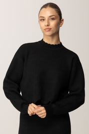 Twin-set Maglia Crop con Smerli con Dettagli Punzonati 252TT3210 NERO