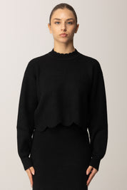 Twin-set Maglia Crop con Smerli con Dettagli Punzonati 252TT3210 NERO