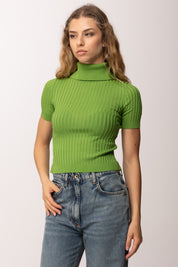 Elisabetta Franchi Maglia Crop con Trasparenze e Bottoncini MK01S62E2 ALOE
