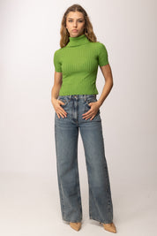 Elisabetta Franchi Maglia Crop con Trasparenze e Bottoncini MK01S62E2 ALOE