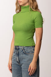Elisabetta Franchi Maglia Crop con Trasparenze e Bottoncini MK01S62E2 ALOE