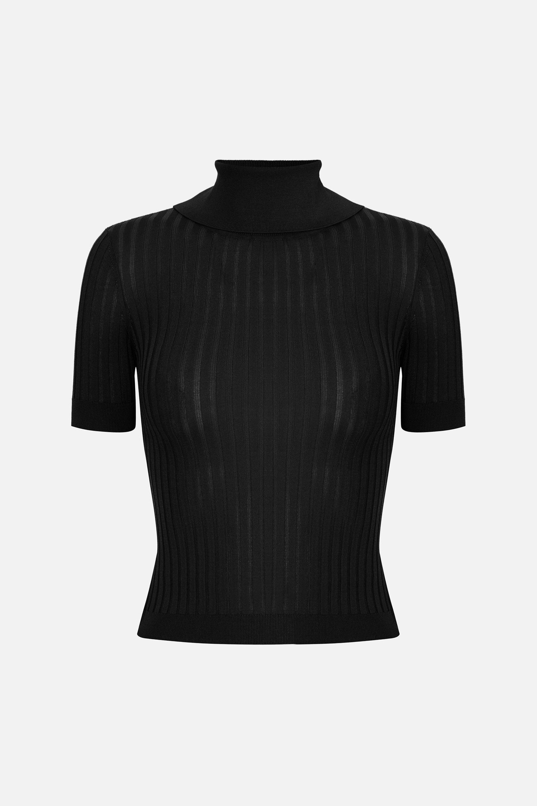 Elisabetta Franchi Maglia Crop con Trasparenze e Bottoncini MK01S62E2 NERO