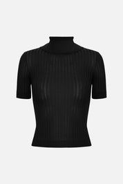 Elisabetta Franchi Maglia Crop con Trasparenze e Bottoncini MK01S62E2 NERO