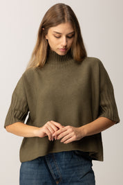 Manila Grace Maglia Dolcevita con Maniche 3/4 M433VU MILITARE