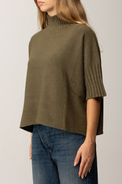 Manila Grace Maglia Dolcevita con Maniche 3/4 M433VU MILITARE