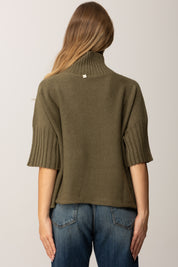 Manila Grace Maglia Dolcevita con Maniche 3/4 M433VU MILITARE