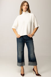 Manila Grace Maglia Dolcevita con Maniche 3/4 M433VU OFF WHITE