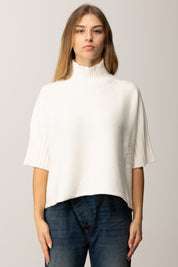 Manila Grace Maglia Dolcevita con Maniche 3/4 M433VU OFF WHITE