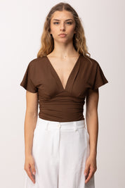 Khloe Femme Maglia Drappeggiata con Scollo a V P3300 CACAO