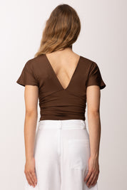 Khloe Femme Maglia Drappeggiata con Scollo a V P3300 CACAO