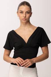 Khloe Femme Maglia Drappeggiata con Scollo a V P3300 NERO