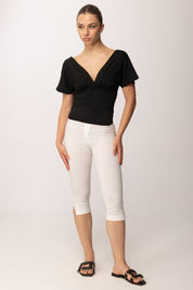 Khloe Femme Maglia Drappeggiata con Scollo a V P3300 NERO