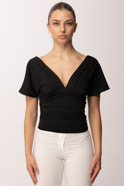 Khloe Femme Maglia Drappeggiata con Scollo a V P3300 NERO