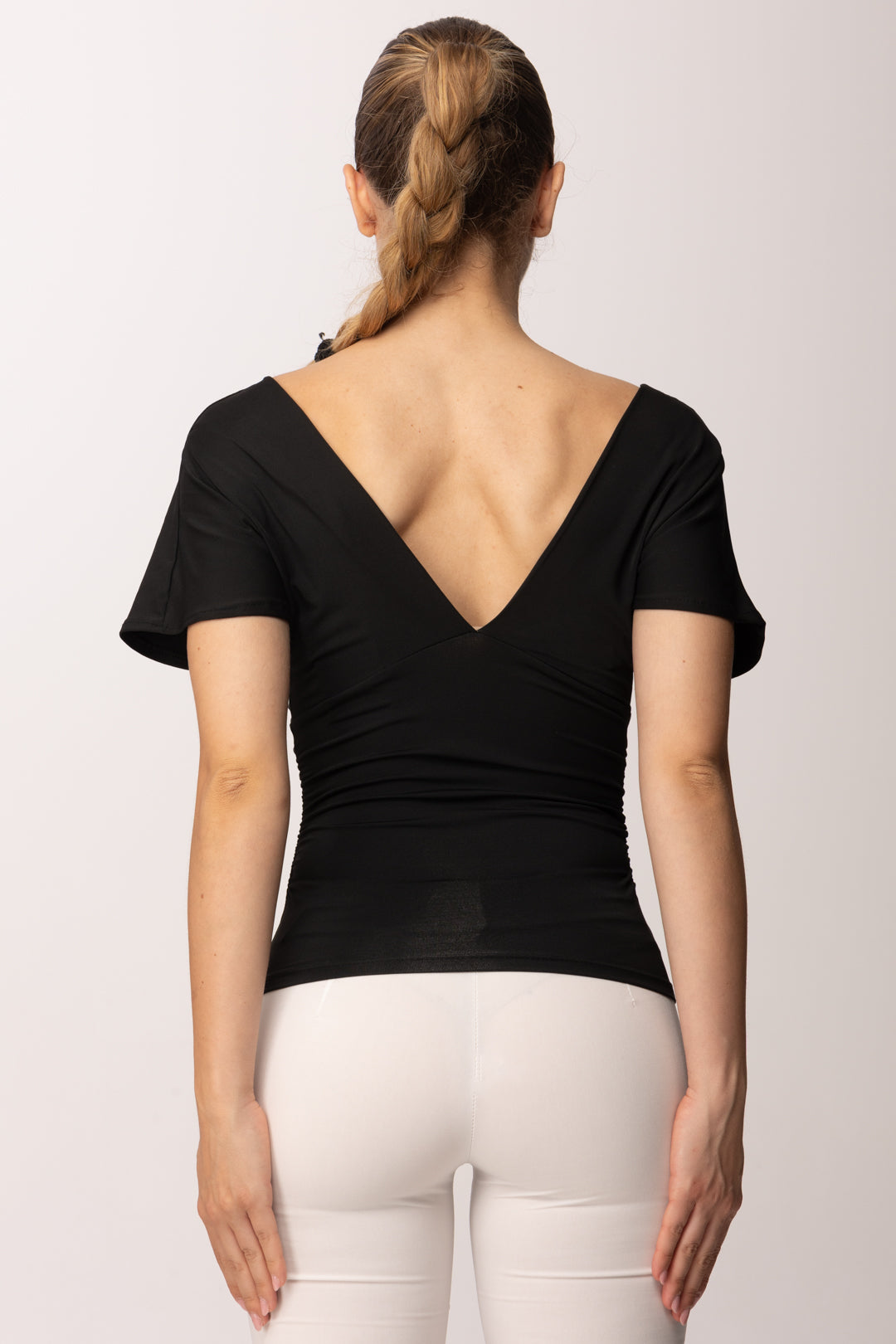 Khloe Femme Maglia Drappeggiata con Scollo a V P3300 NERO