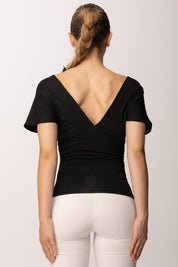 Khloe Femme Maglia Drappeggiata con Scollo a V P3300 NERO