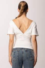 Khloe Femme Maglia Drappeggiata con Scollo a V P3300 PANNA