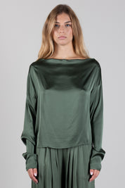 Manila Grace Maglia Fluida con Scollo a Barchetta C136VU BLACK FOREST :AI26