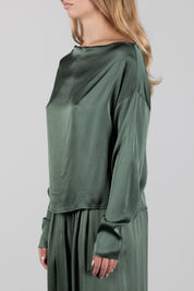 Manila Grace Maglia Fluida con Scollo a Barchetta C136VU BLACK FOREST :AI26