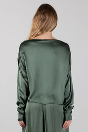 Manila Grace Maglia Fluida con Scollo a Barchetta C136VU BLACK FOREST :AI26