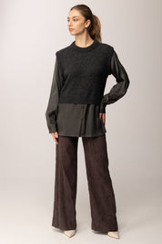 Meme Road Maglia Gilet con Inserti Camicia MRK690 OMBRA