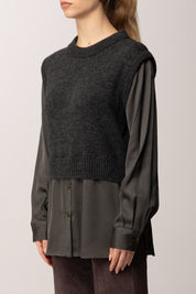 Meme Road Maglia Gilet con Inserti Camicia MRK690 OMBRA