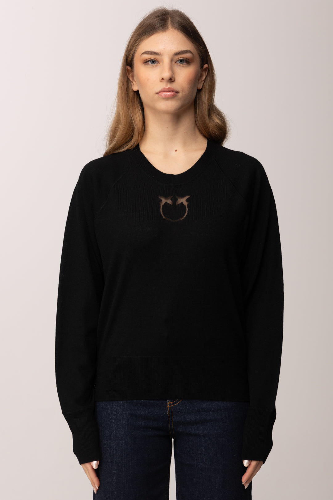 Pinko Maglia Girocollo In Lana Merino 105417 A18M NERO LIMOUSINE