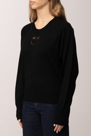 Pinko Maglia Girocollo In Lana Merino 105417 A18M NERO LIMOUSINE