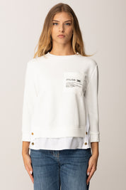 Elisabetta Franchi Maglia In Felpa con Dettagli In Popeline MD00656E2 AVORIO