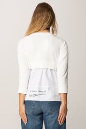 Elisabetta Franchi Maglia In Felpa con Dettagli In Popeline MD00656E2 AVORIO