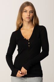 Elisabetta Franchi Maglia In Jersey con Bottoni MD62B56E2 NERO