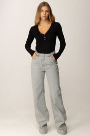 Elisabetta Franchi Maglia In Jersey con Bottoni MD62B56E2 NERO