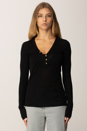 Elisabetta Franchi Maglia In Jersey con Bottoni MD62B56E2 NERO
