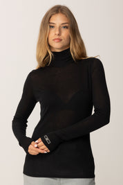 Elisabetta Franchi Maglia In Jersey con Cuciture Lingerie MD61B56E2 NERO