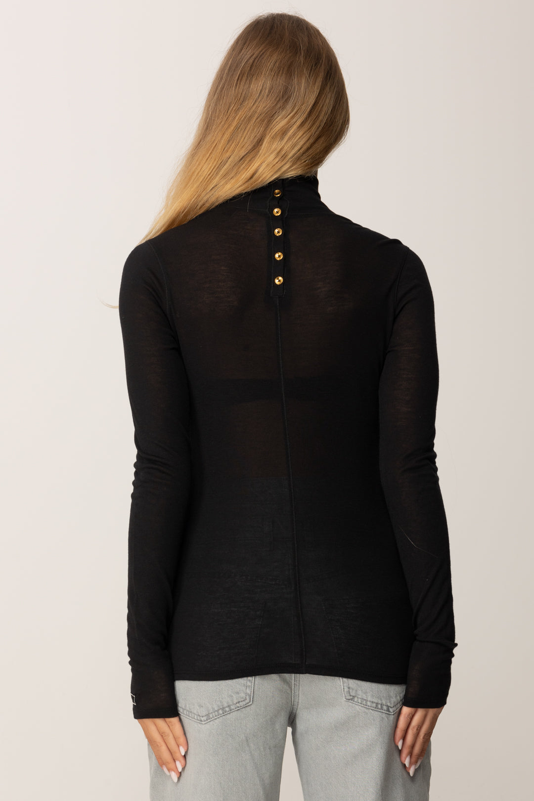 Elisabetta Franchi Maglia In Jersey con Cuciture Lingerie MD61B56E2 NERO