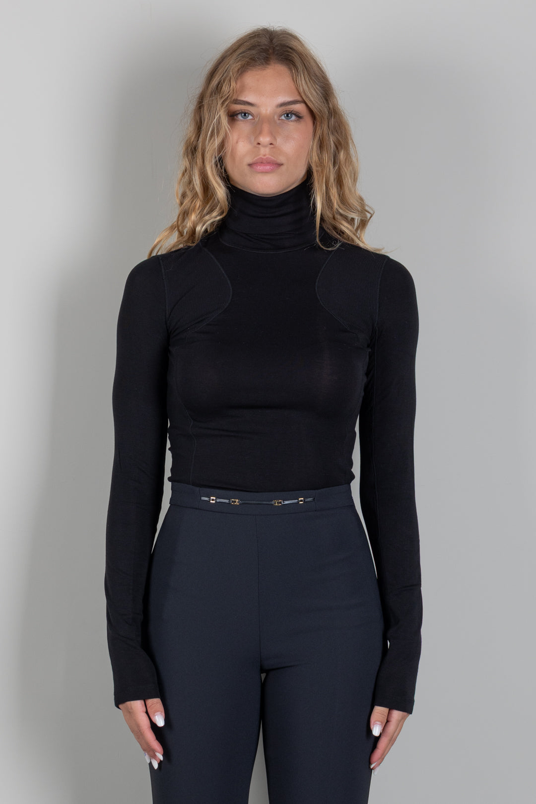 Elisabetta Franchi Maglia In Jersey con Logo Gioiello MD03B66E2 NERO