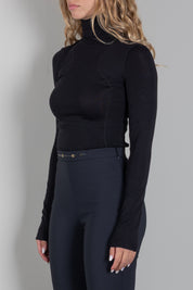 Elisabetta Franchi Maglia In Jersey con Logo Gioiello MD03B66E2 NERO
