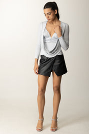 Elisabetta Franchi Maglia In Jersey Crêpe con Logo Gioiello MD00156E2 STARLIGHT