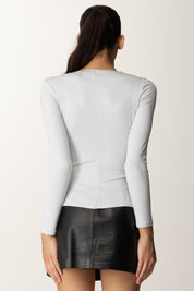 Elisabetta Franchi Maglia In Jersey Crêpe con Logo Gioiello MD00156E2 STARLIGHT