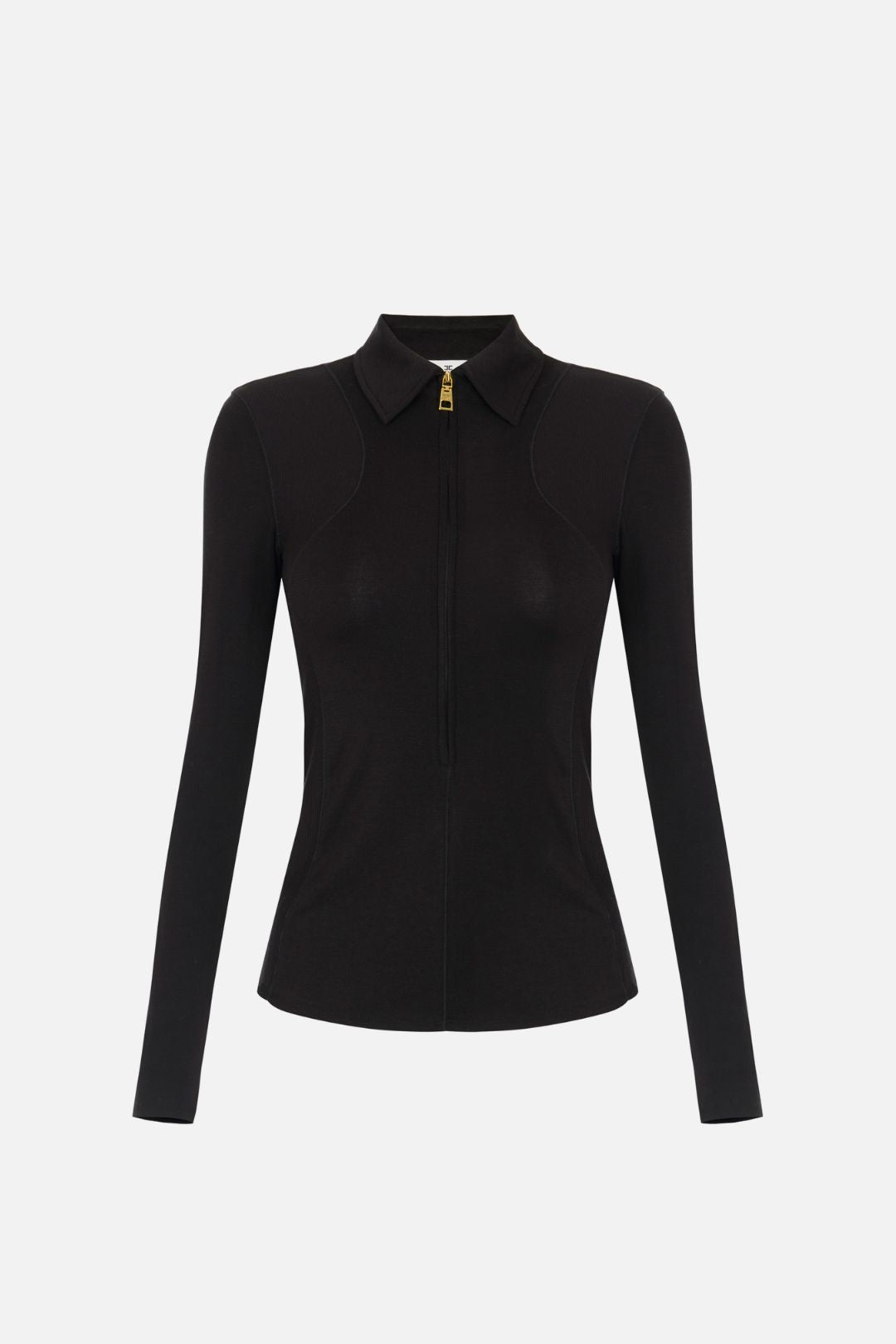 Elisabetta Franchi Maglia In Jersey Leggero con Zip e Colletto MD11B66E2 NERO