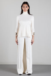 Elisabetta Franchi Maglia In Jersey Lucido con Collo Alto MD00467E2 BURRO