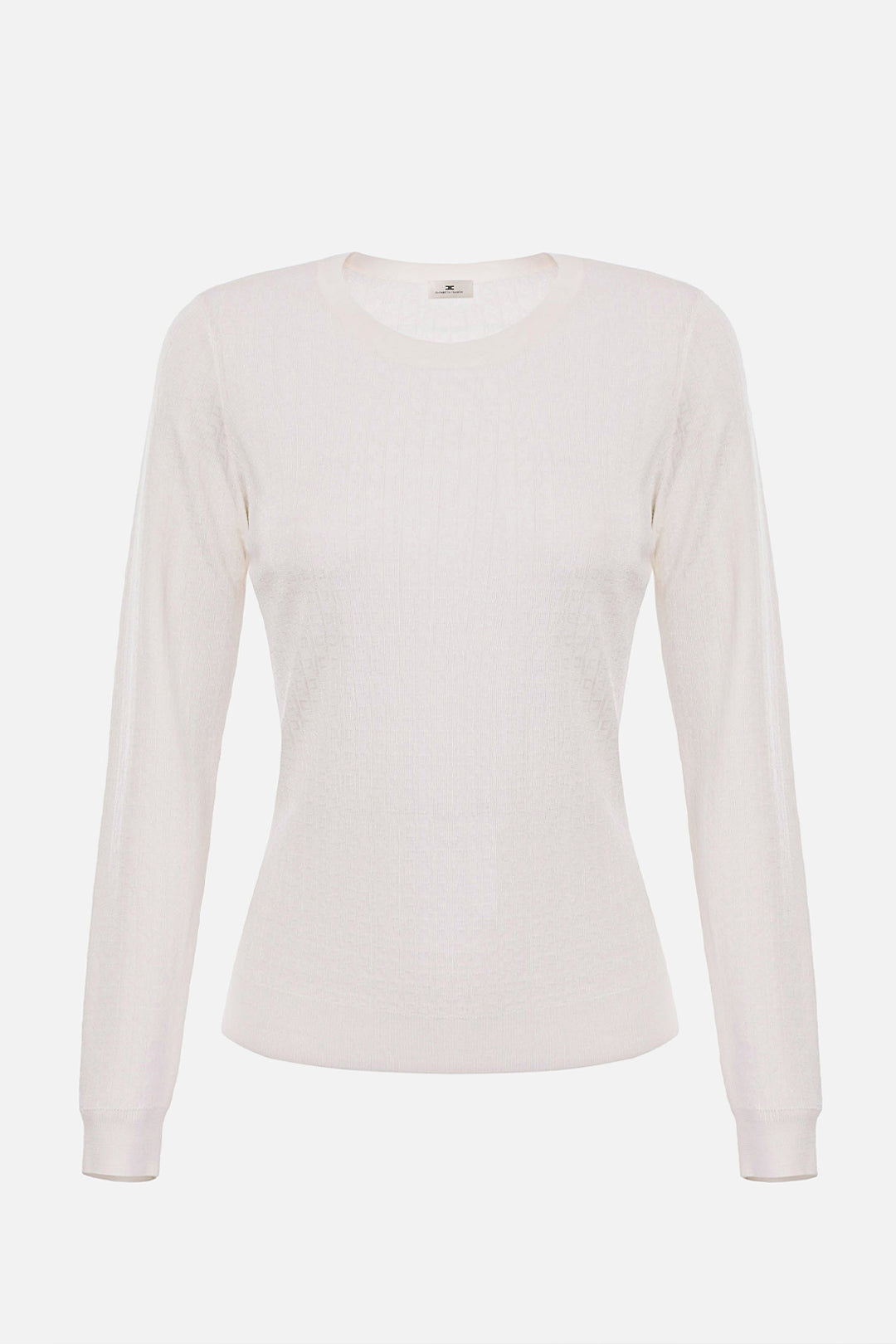 Elisabetta Franchi Maglia In Lana con Micro-logo Jacquard MK24S56E2 AVORIO
