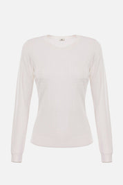 Elisabetta Franchi Maglia In Lana con Micro-logo Jacquard MK24S56E2 AVORIO