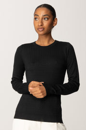 Elisabetta Franchi Maglia In Lana con Micro-logo Jacquard MK24S56E2 NERO